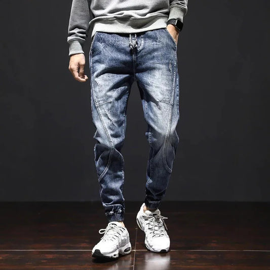 Autumn Jeans Elastic Waistband Mens Baggy Jeans