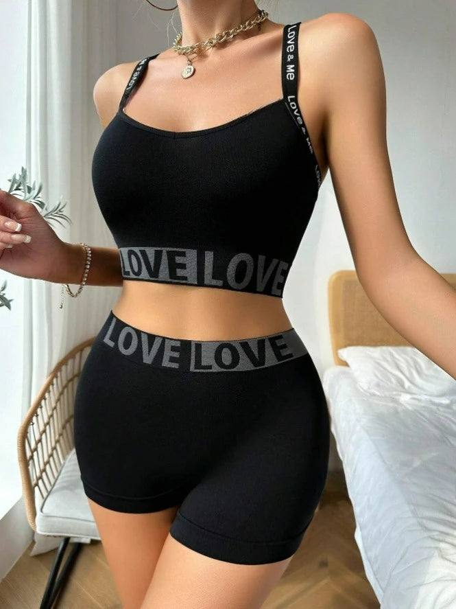 Women's fashion letter Sports bra set