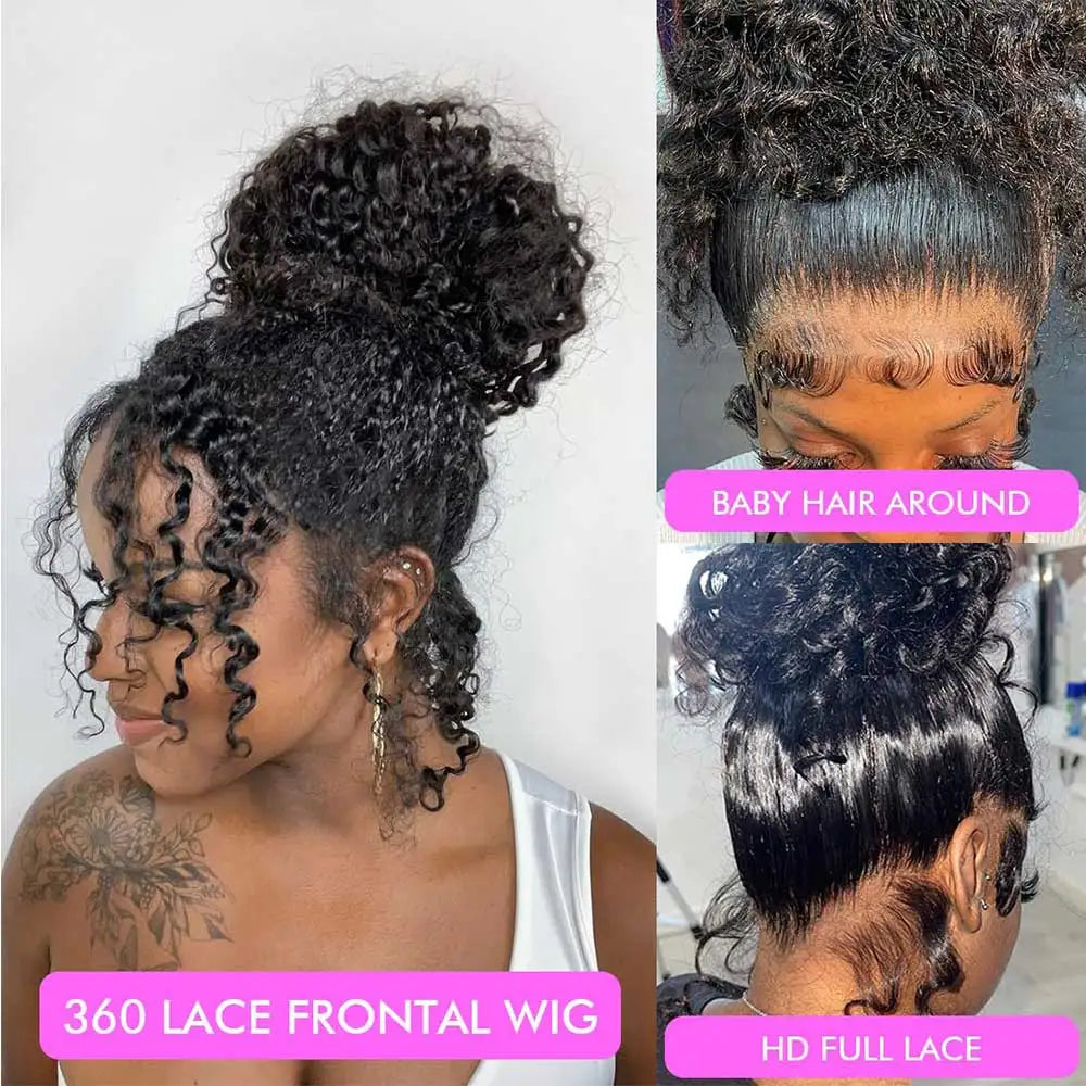 Deep Wave Frontal Wig Invisible Strap 360 Full Lace