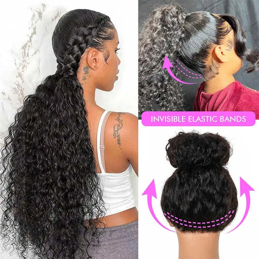 Deep Wave Frontal Wig Invisible Strap 360 Full Lace
