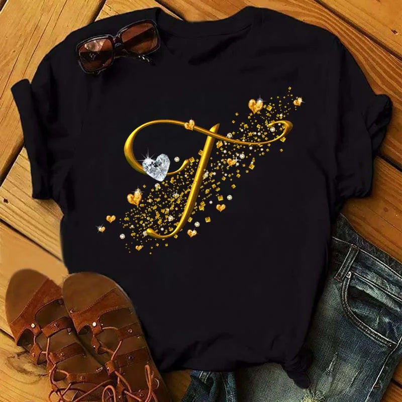 Fashion Women T-shirt Diamond
