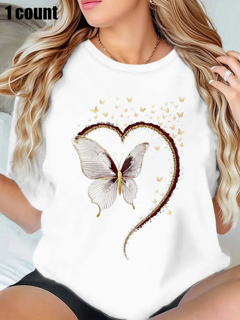 Plus - Size White Round Neck T