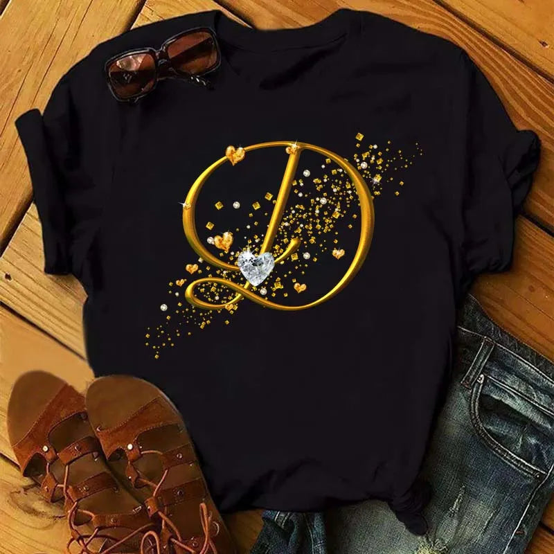 Fashion Women T-shirt Diamond