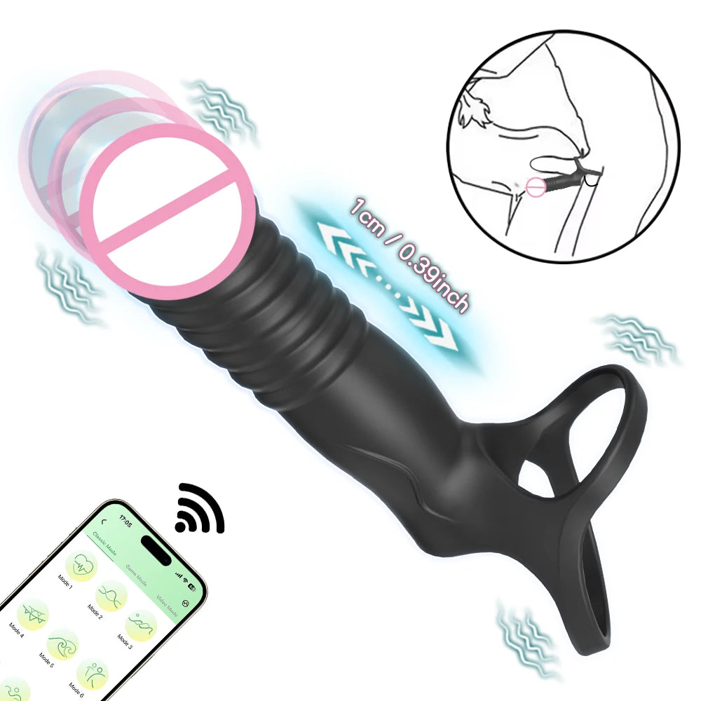 Double Penetration Vibrator Vagina Anal Sex Toy for Couple