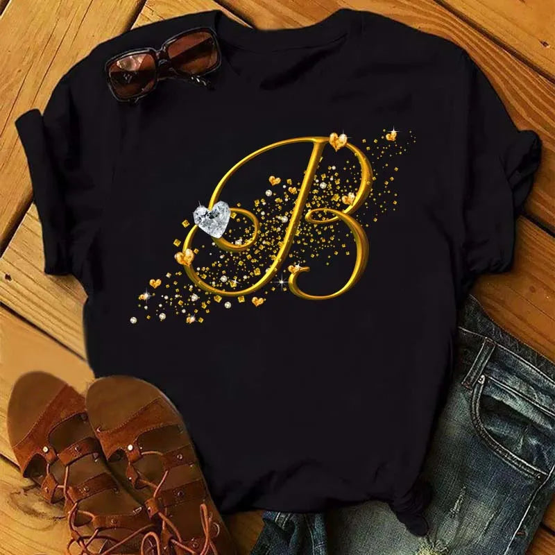 Fashion Women T-shirt Diamond