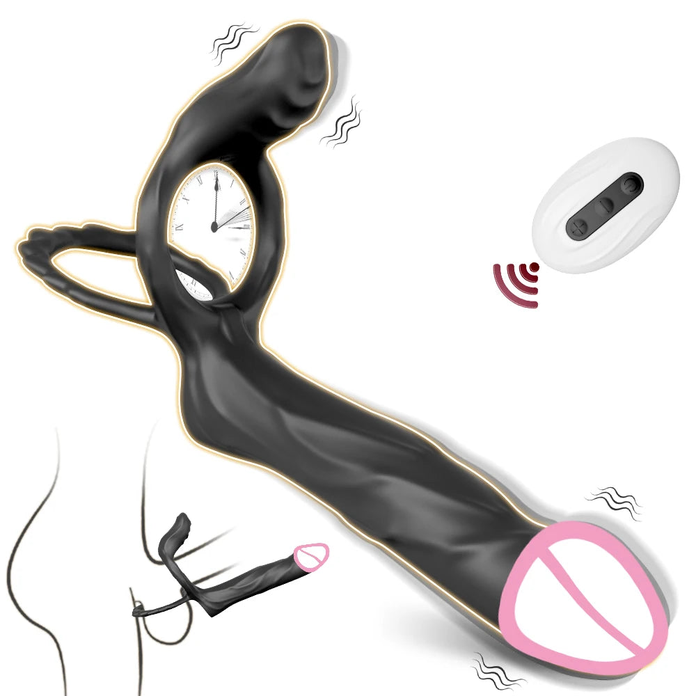 Double Penetration Vibrator Vagina Anal Sex Toy for Couple