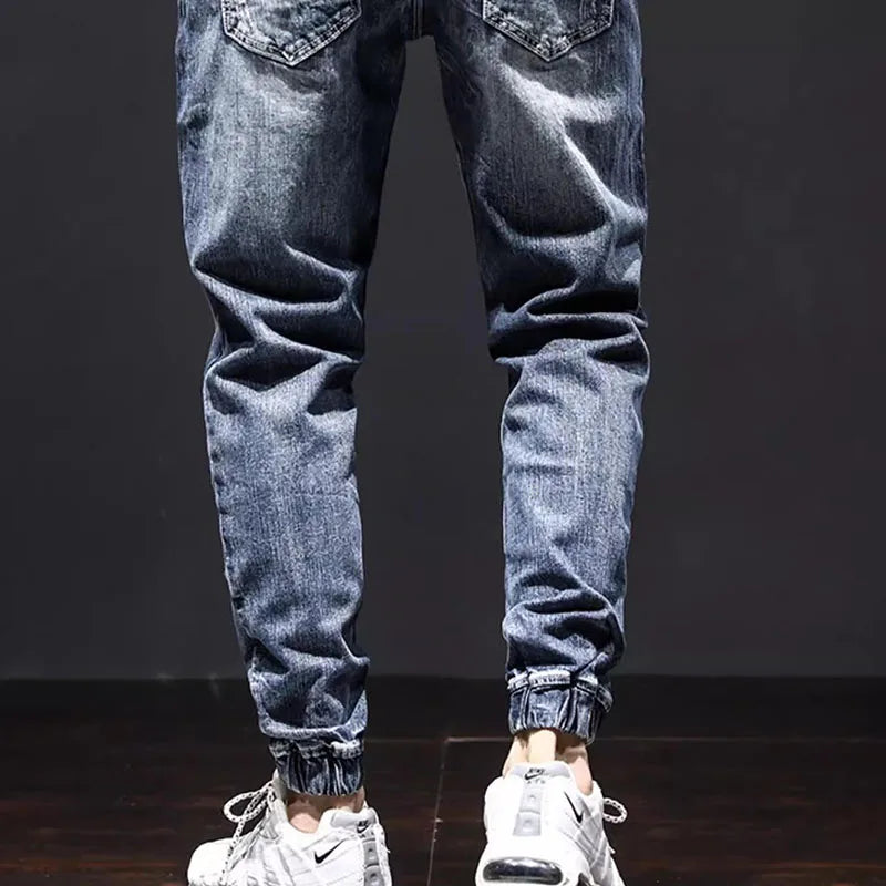 Autumn Jeans Elastic Waistband Mens Baggy Jeans