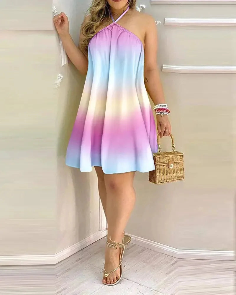 Boho Backless Halter Dress For Spring  Summer Women's Clothing
