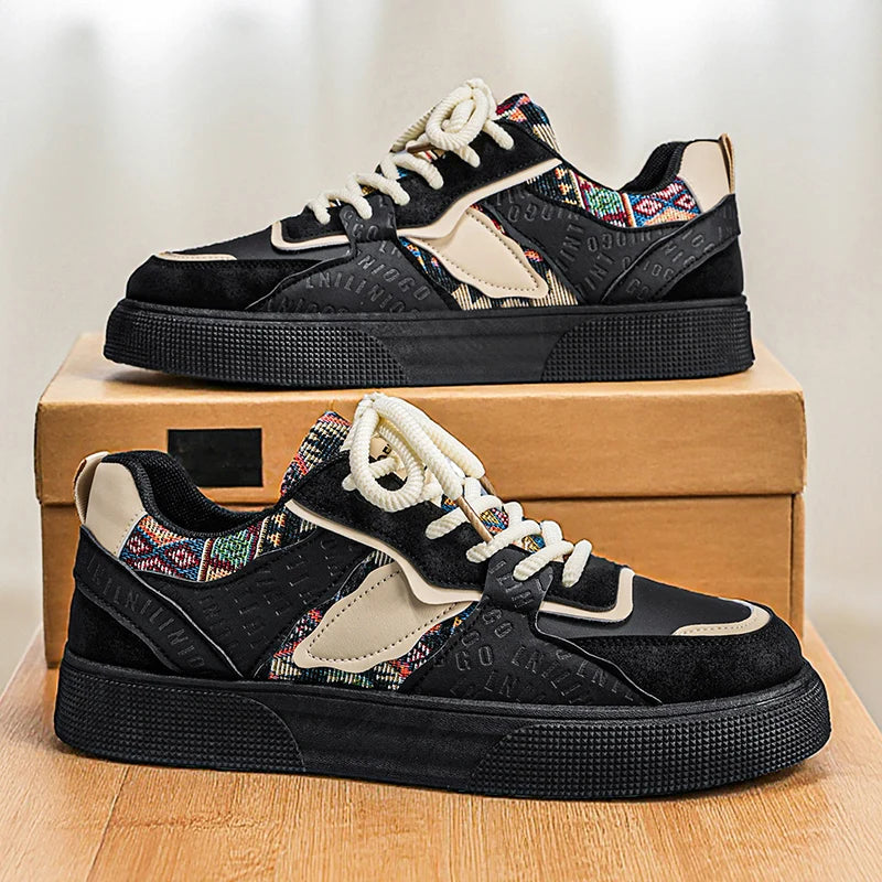 Men's Vintage Patchwork Platform Sneakers
