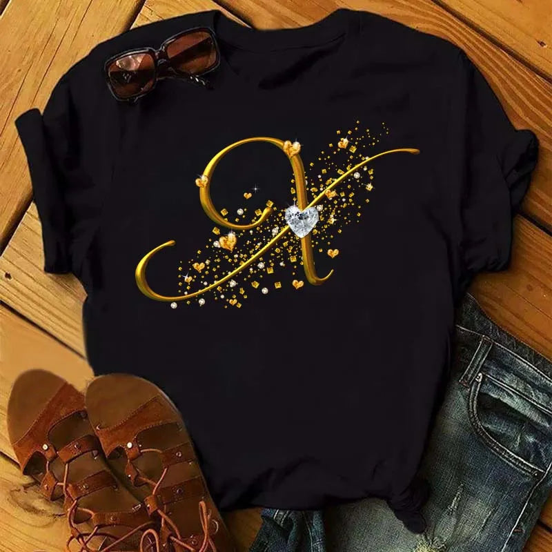 Fashion Women T-shirt Diamond