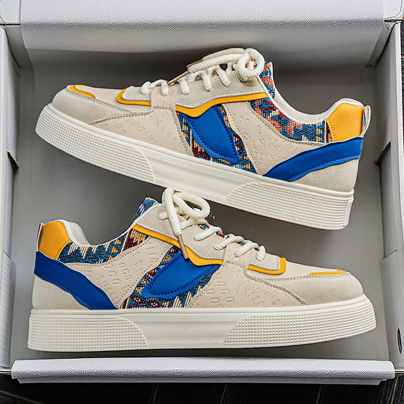 Men's Vintage Patchwork Platform Sneakers