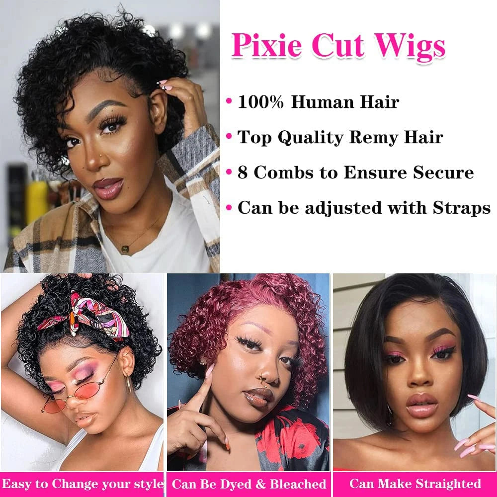 Pixie Cut Wigs Human Hair Short Curly Lace