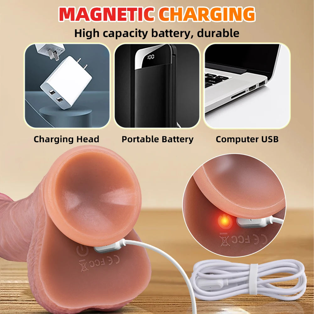 Spinning penis expansion vibratory massager female couple sex toys