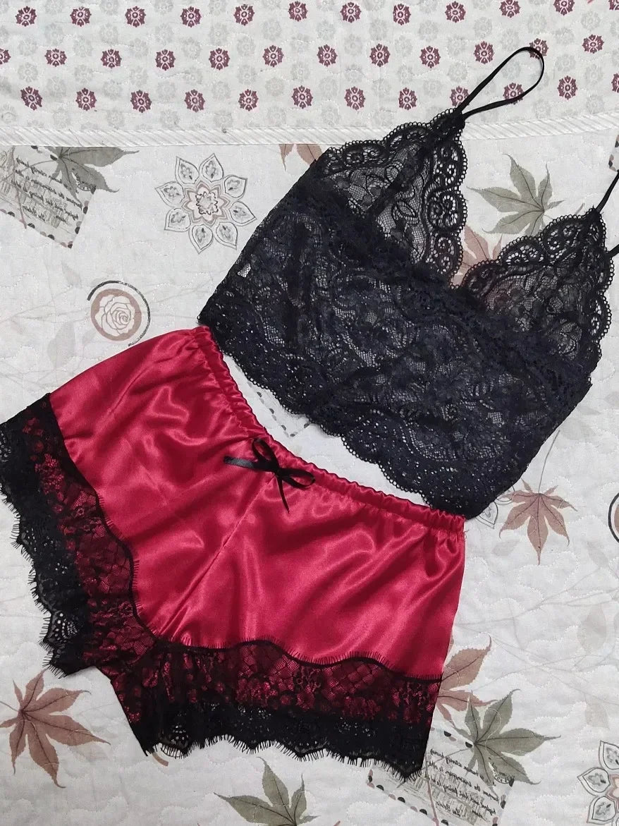 2 Pieces Pajamas Set for Women Sleepwear Sexy