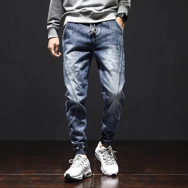 Autumn Jeans Elastic Waistband Mens Baggy Jeans