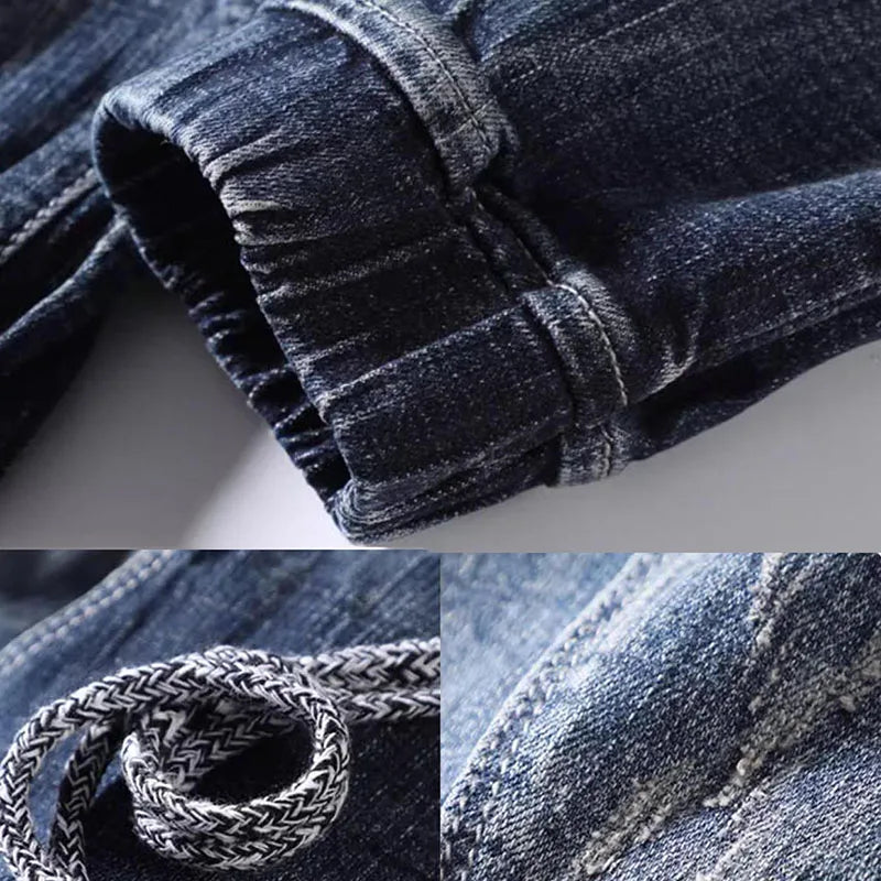 Autumn Jeans Elastic Waistband Mens Baggy Jeans