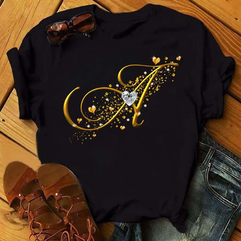 Fashion Women T-shirt Diamond