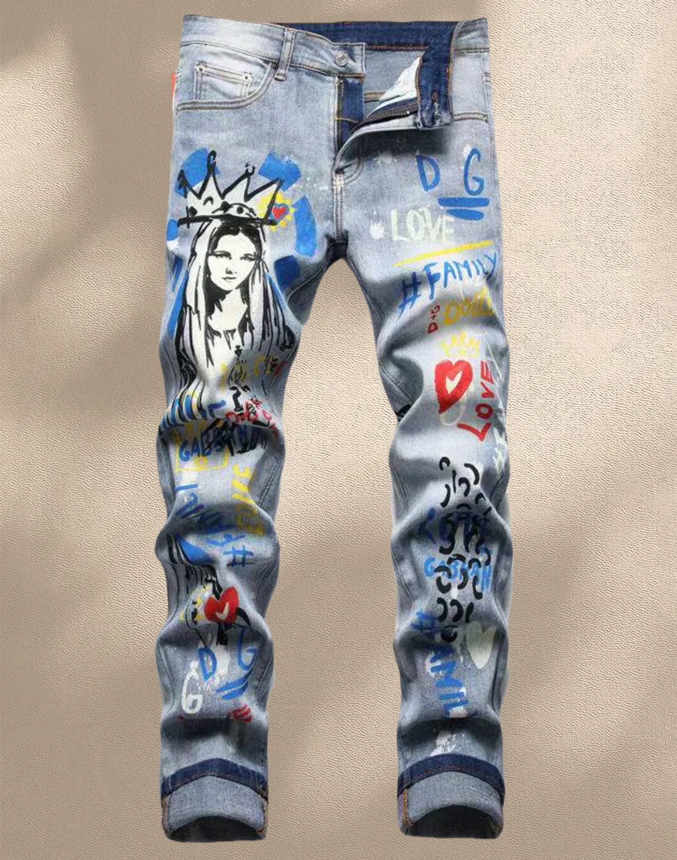 Fashionable Men's Jeans  With Trendy Prints