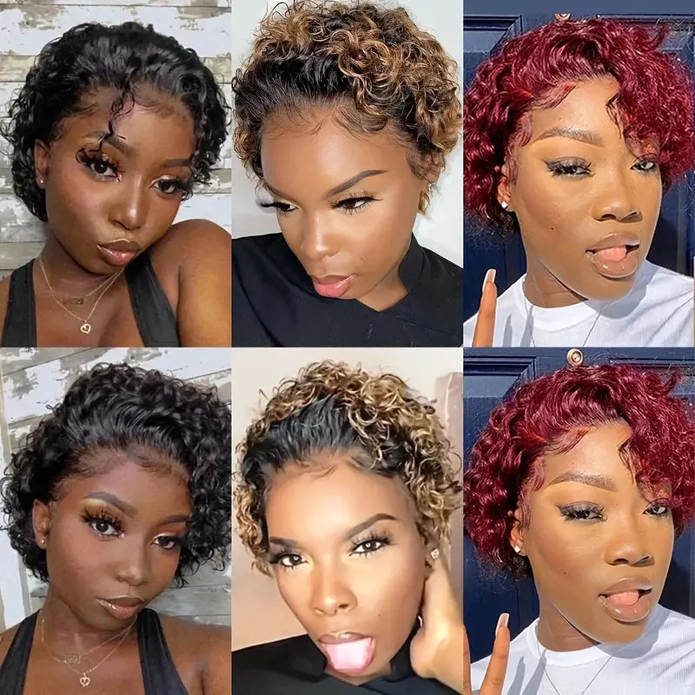 Pixie Cut Wigs Human Hair Short Curly Lace
