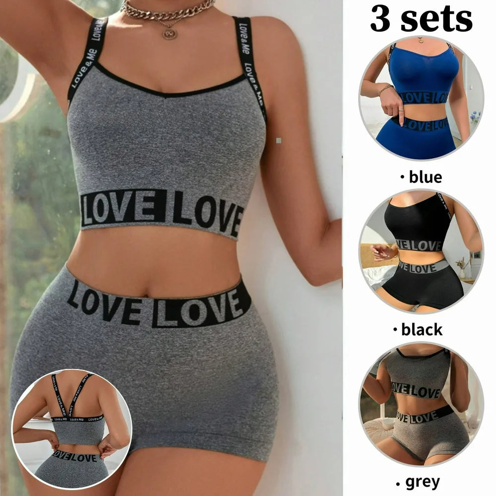 Women's fashion letter Sports bra set