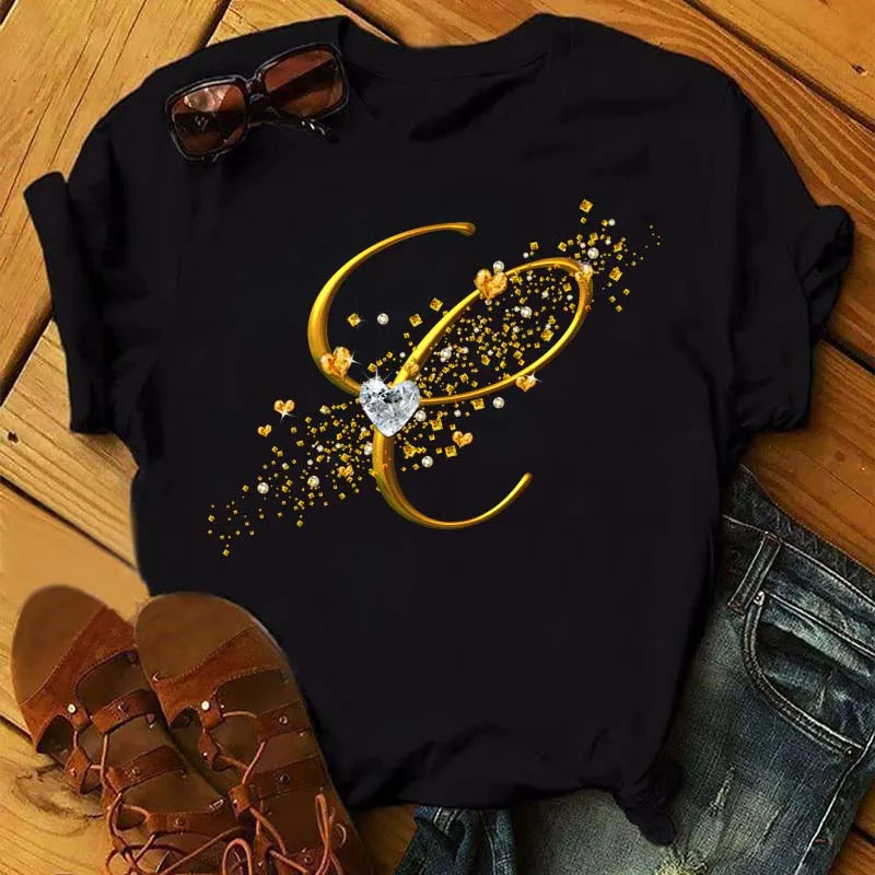 Fashion Women T-shirt Diamond