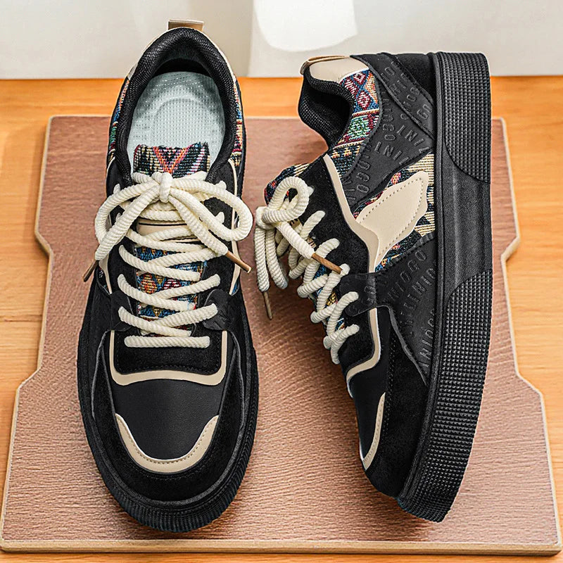 Men's Vintage Patchwork Platform Sneakers