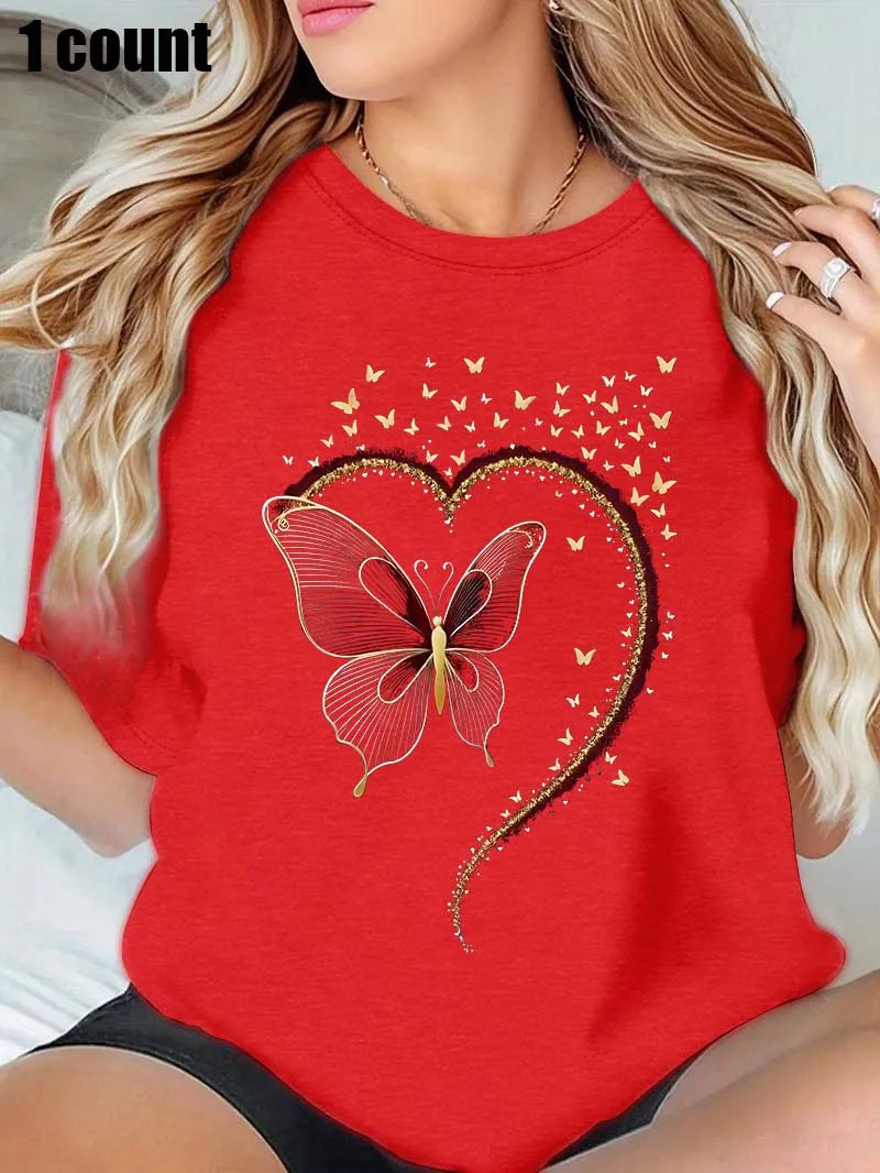 Plus - Size White Round Neck T