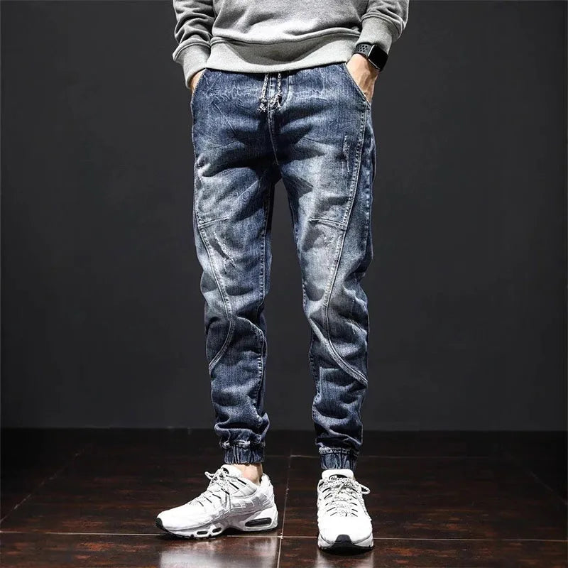 Autumn Jeans Elastic Waistband Mens Baggy Jeans