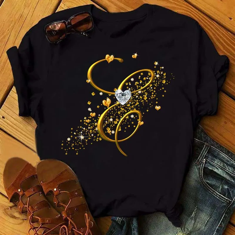 Fashion Women T-shirt Diamond