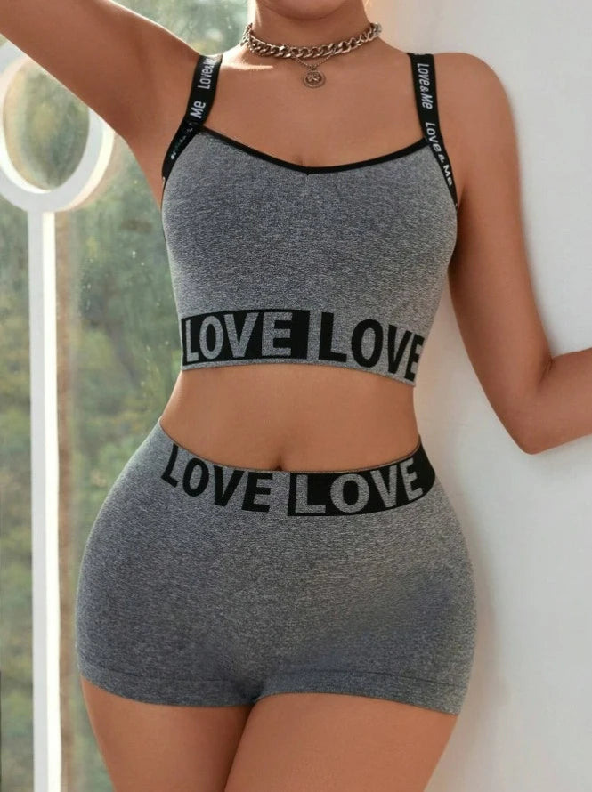 Women's fashion letter Sports bra set