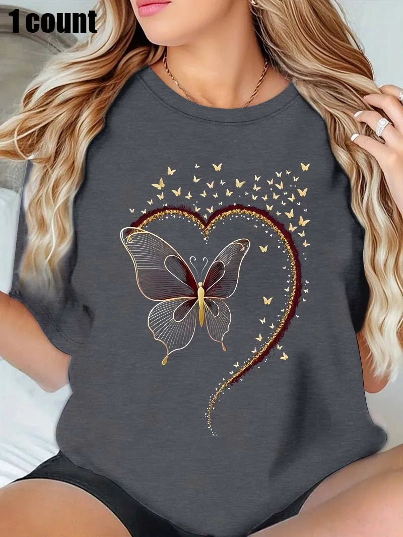 Plus - Size White Round Neck T