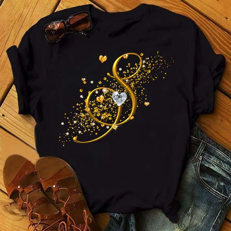 Fashion Women T-shirt Diamond
