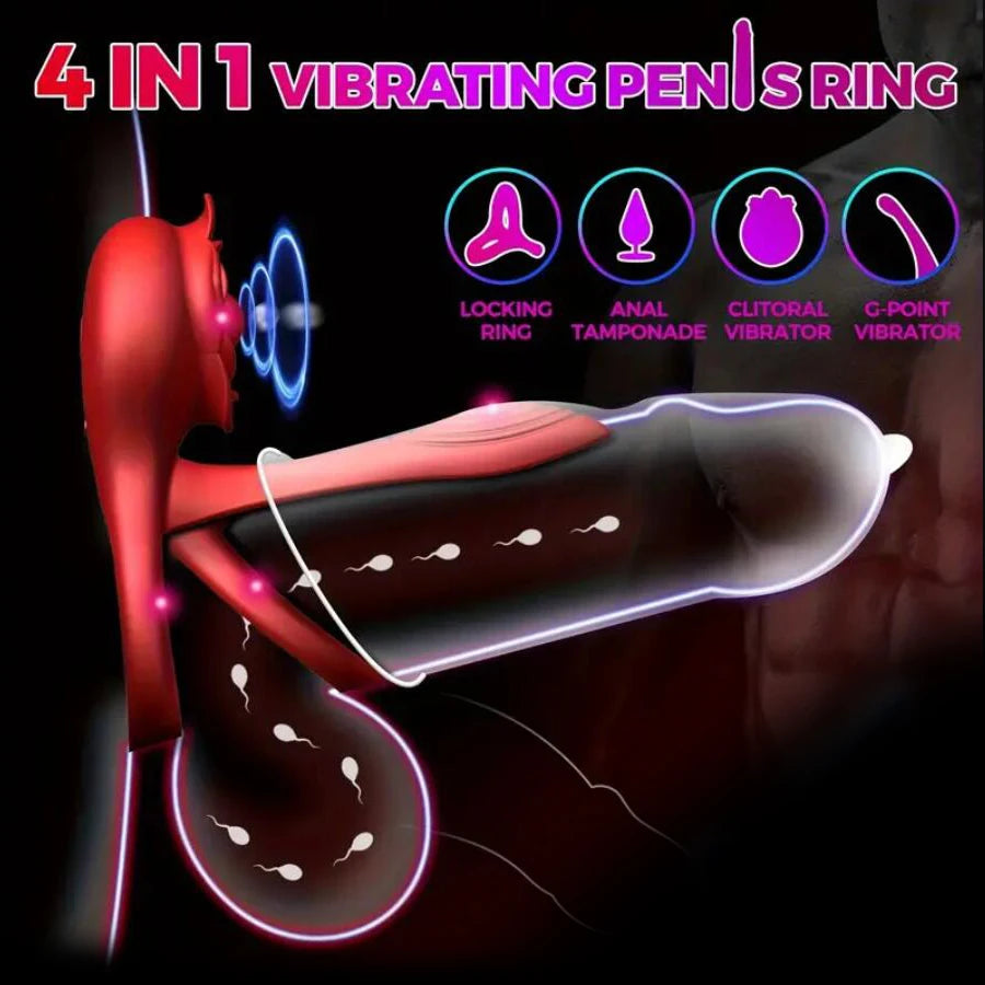material Men's Penis Ring Vibrator Adult Sex Toys