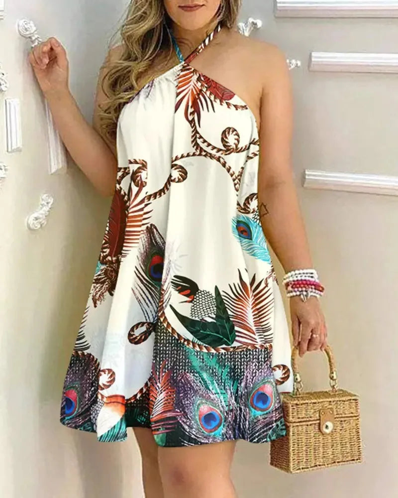 Boho Backless Halter Dress For Spring  Summer Women's Clothing