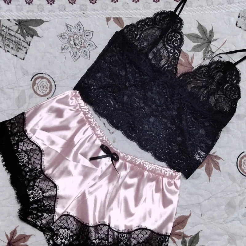 2 Pieces Pajamas Set for Women Sleepwear Sexy
