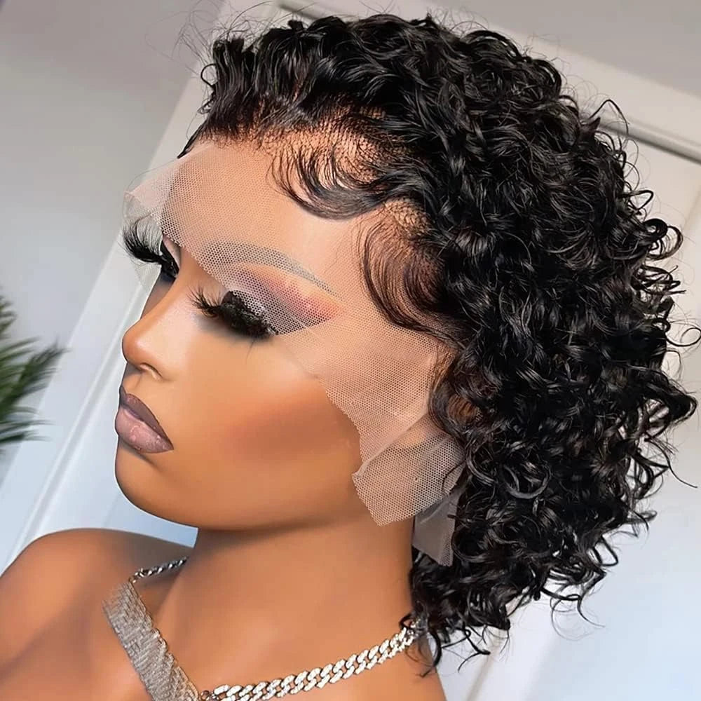 Pixie Cut Wigs Human Hair Short Curly Lace