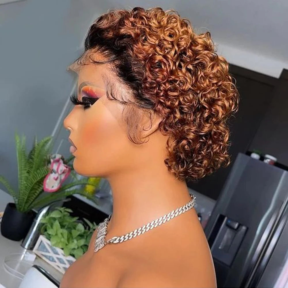 Pixie Cut Wigs Human Hair Short Curly Lace