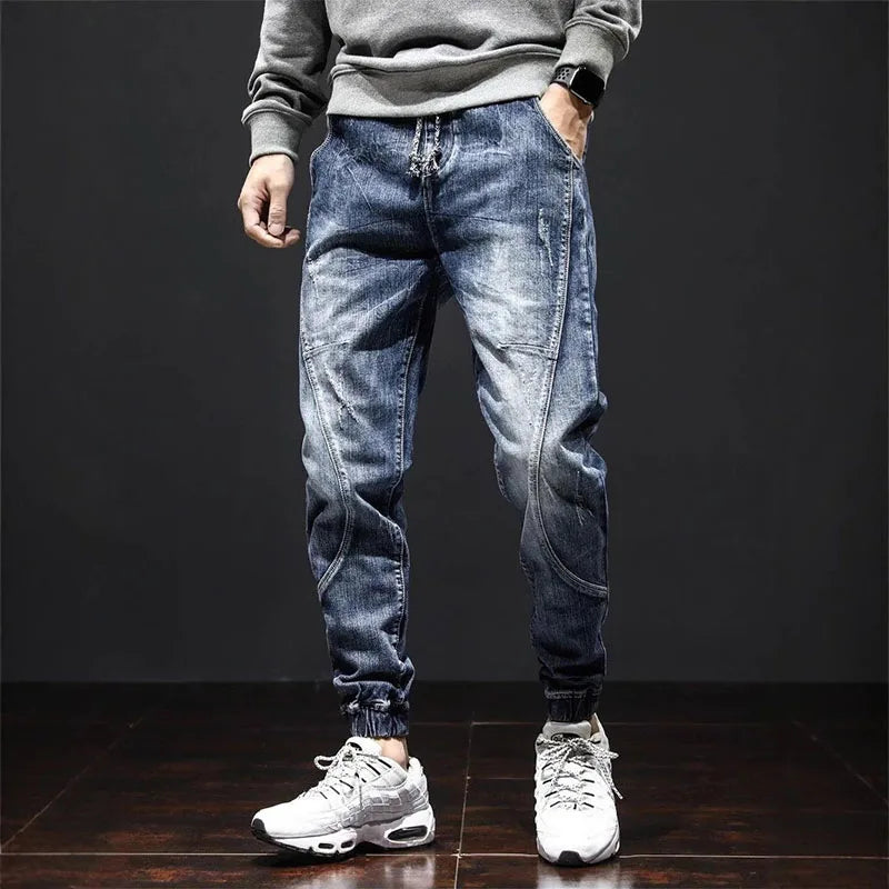 Autumn Jeans Elastic Waistband Mens Baggy Jeans