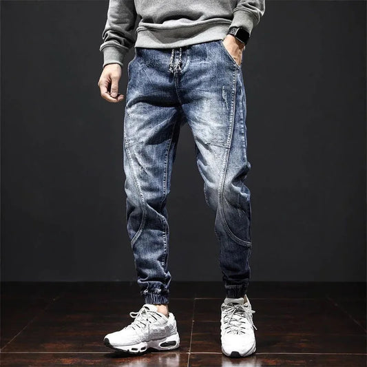 Autumn Jeans Elastic Waistband Mens Baggy Jeans