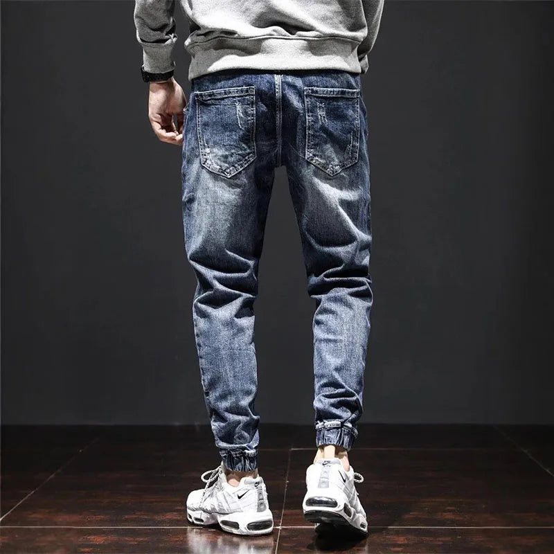 Autumn Jeans Elastic Waistband Mens Baggy Jeans